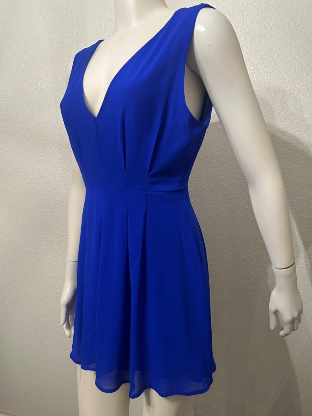 Poetry Cobalt Blue V-Neck Mini Skater Dress - Picture 2 of 3